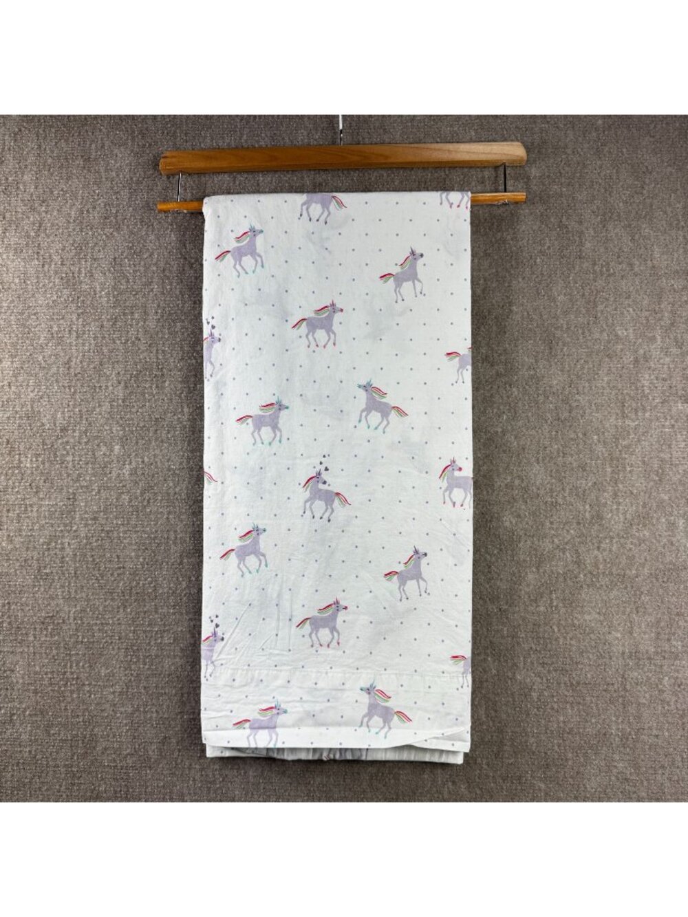 Pottery Barn Kids Unicorn Rainbow Organic Cotton Twin Flat Sheet ONLY Lavender